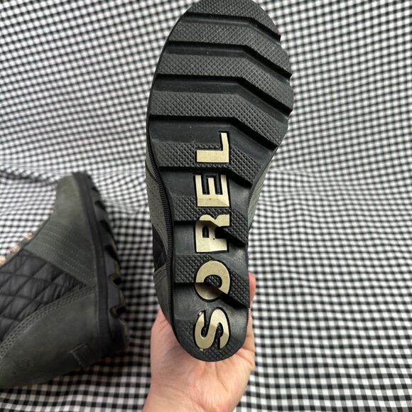 Sorel Lexie Boots Women's 7 Gray Black Nubuck Quilted Hidden Wedge Lug Booties - Picture 7 of 7